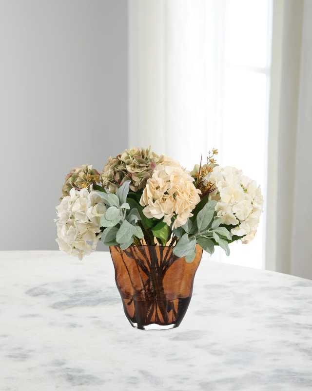 Bronze Garden 27" Faux Floral Arrangement in Glass Vase